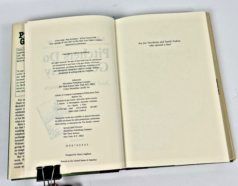 George F. Will Men At Work & Ira Berkow Pitchers Do Get Lonely HC DJ Lot of 2