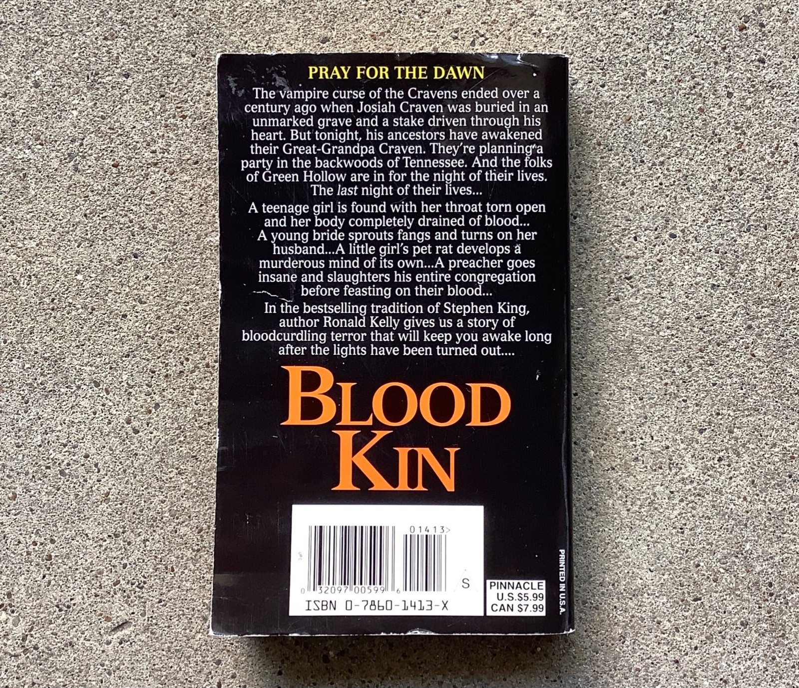 Blood Kin By Ronald Kelly Horror PB 1996 Pinnacle First Ed Paperbacks From Hell