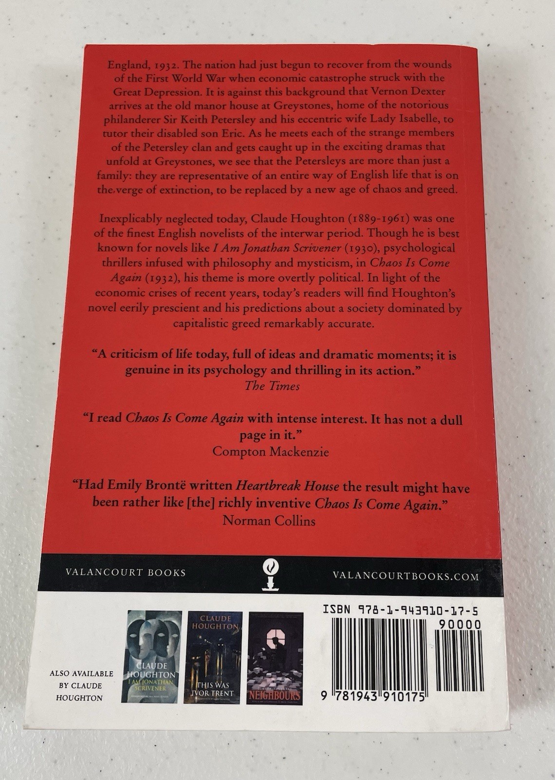 Chaos Is Come Again By Claude Houghton Trade Paperback Soft Cover Book