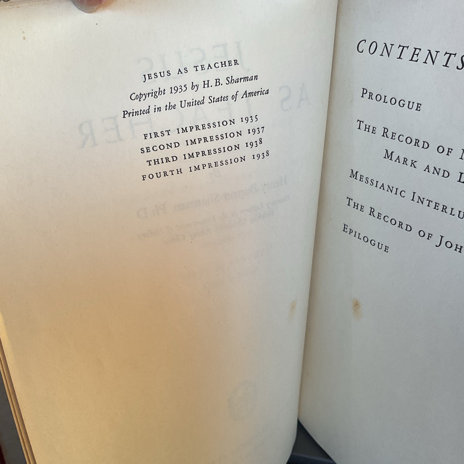 Jesus as Teacher – H. B. Sharman Hardcover Student Edition 4th Impression 1935