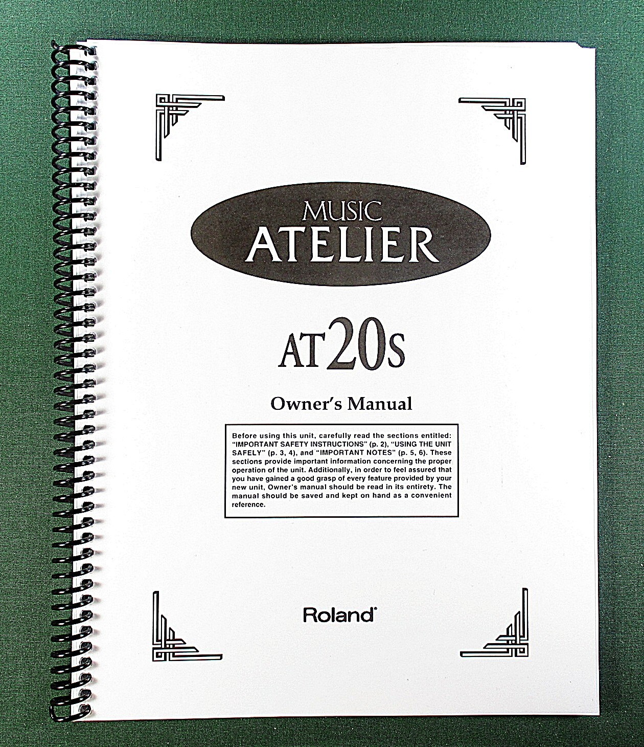 Roland AT20s Owner’s Instruction Manual: 124 Pages & Protective Covers!