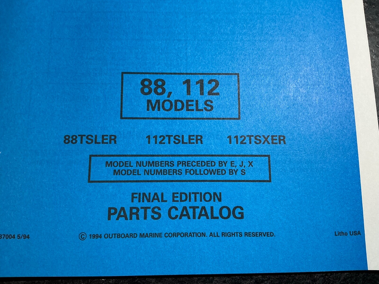 1994 Johnson & Evinrude 88 & 112 HP Outboard Parts Catalog 2 Stroke V4