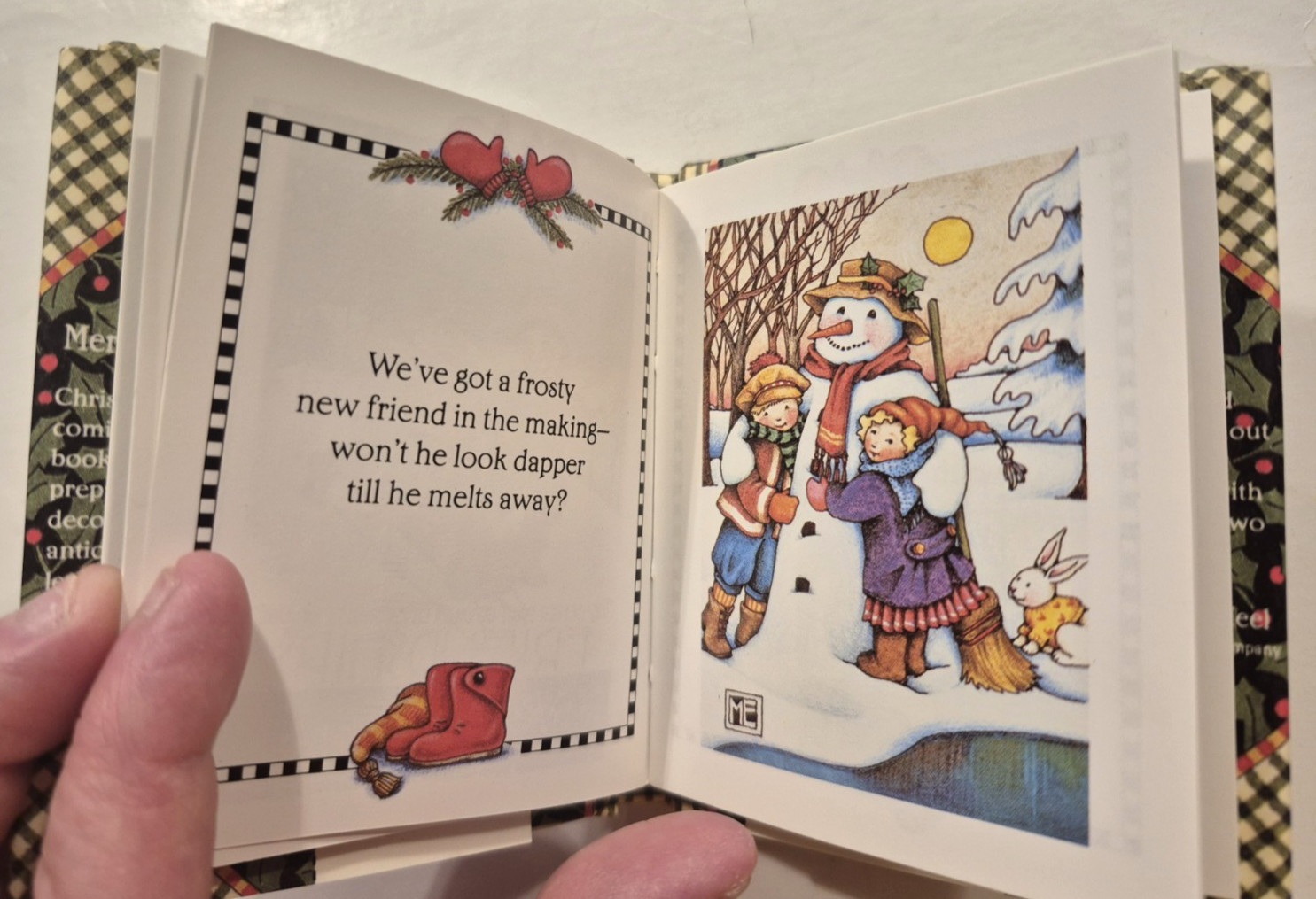 Mary Engelbreit Christmas Mini Book Merrily Merrily With Jacket Vintage 1995 EUC