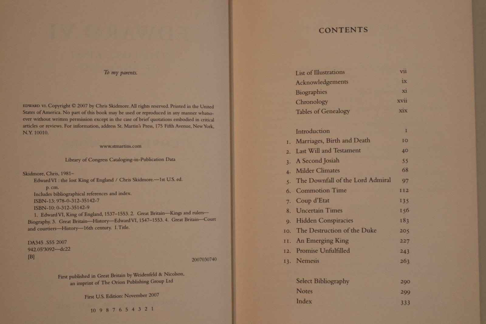 Edward VI by Chris Skidmore St. Martin’s Press 2007 first edition dj hardcover