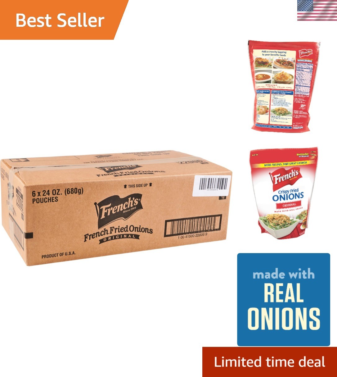 Crispy Fried Onions, 24 oz Pack of 6 – Perfect for Casseroles & Salads