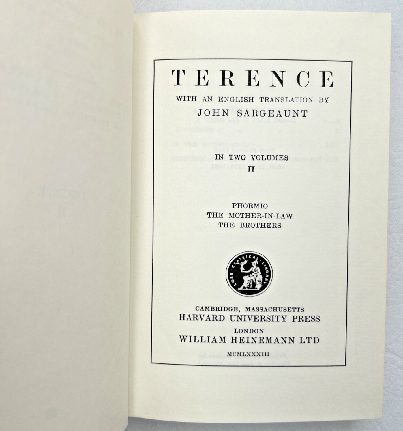 Loeb Classical Library TERENCE Complete Set of 2 Vols 1965 – HC/DJ VGC