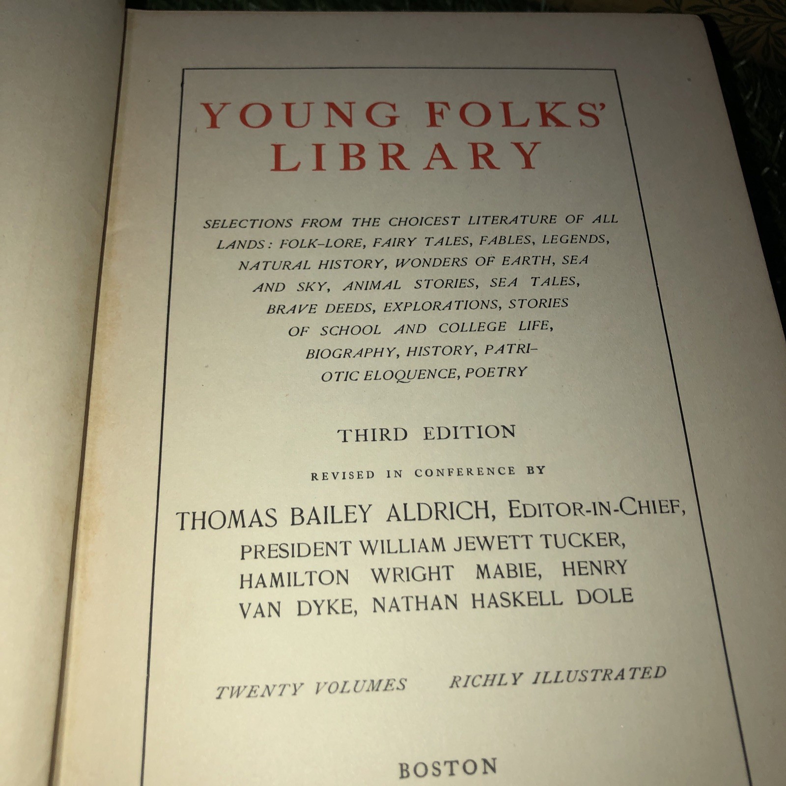 LOT OF 8 YOUNG FOLK’S LIBRARY HARDCOVER Volumes- 1902 See Photos For Titles-GOOD