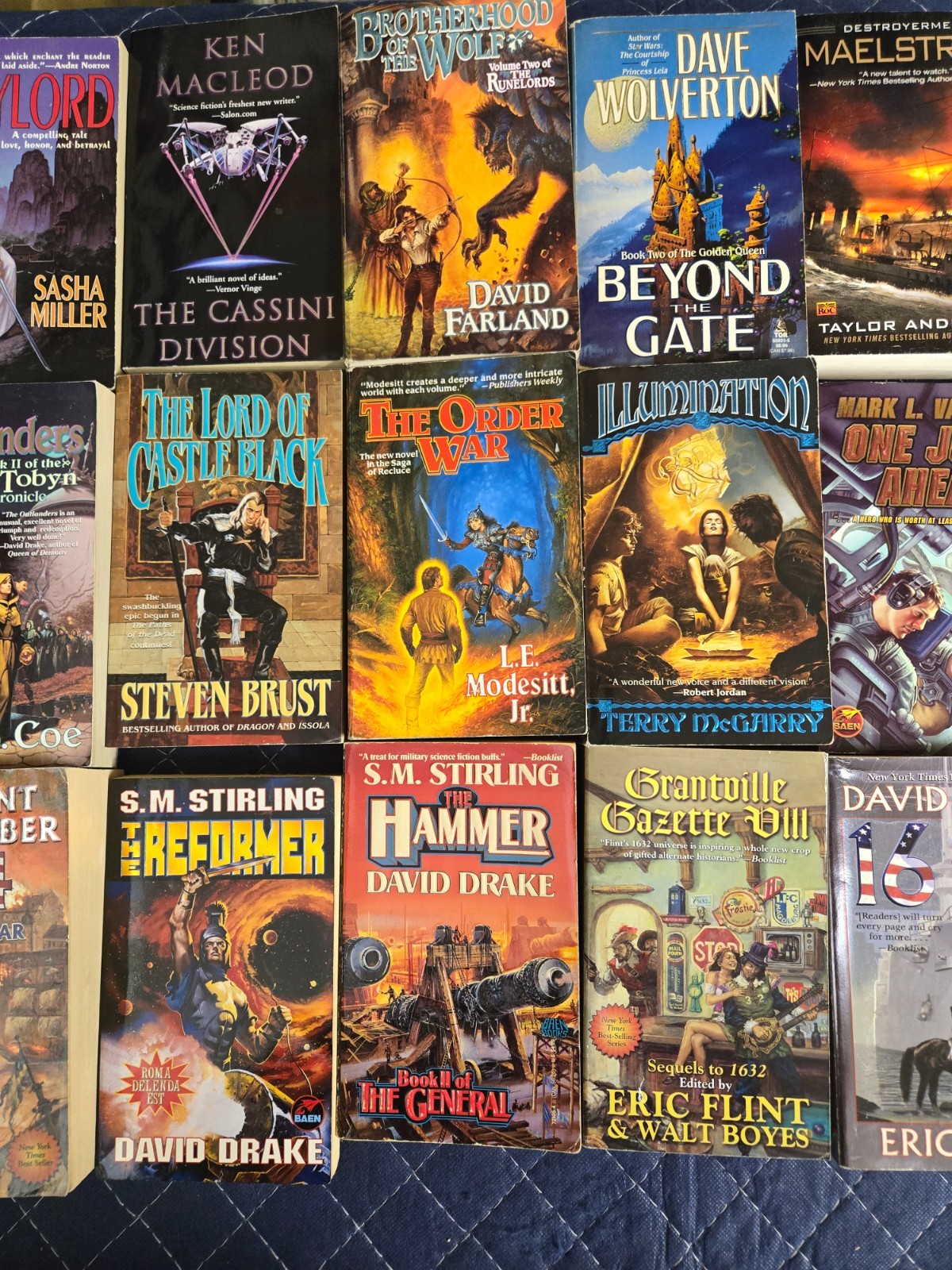 Lot of (24) Fantasy Sci Fi Paperback Books Tor Baen Roc Publishing