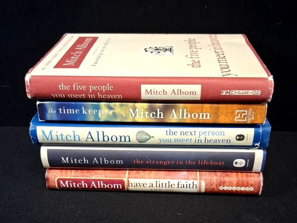 Mitch Albom Lot of 5 Books~Have a Little Faith ~The Stanger in the Lifeboat~LVPL