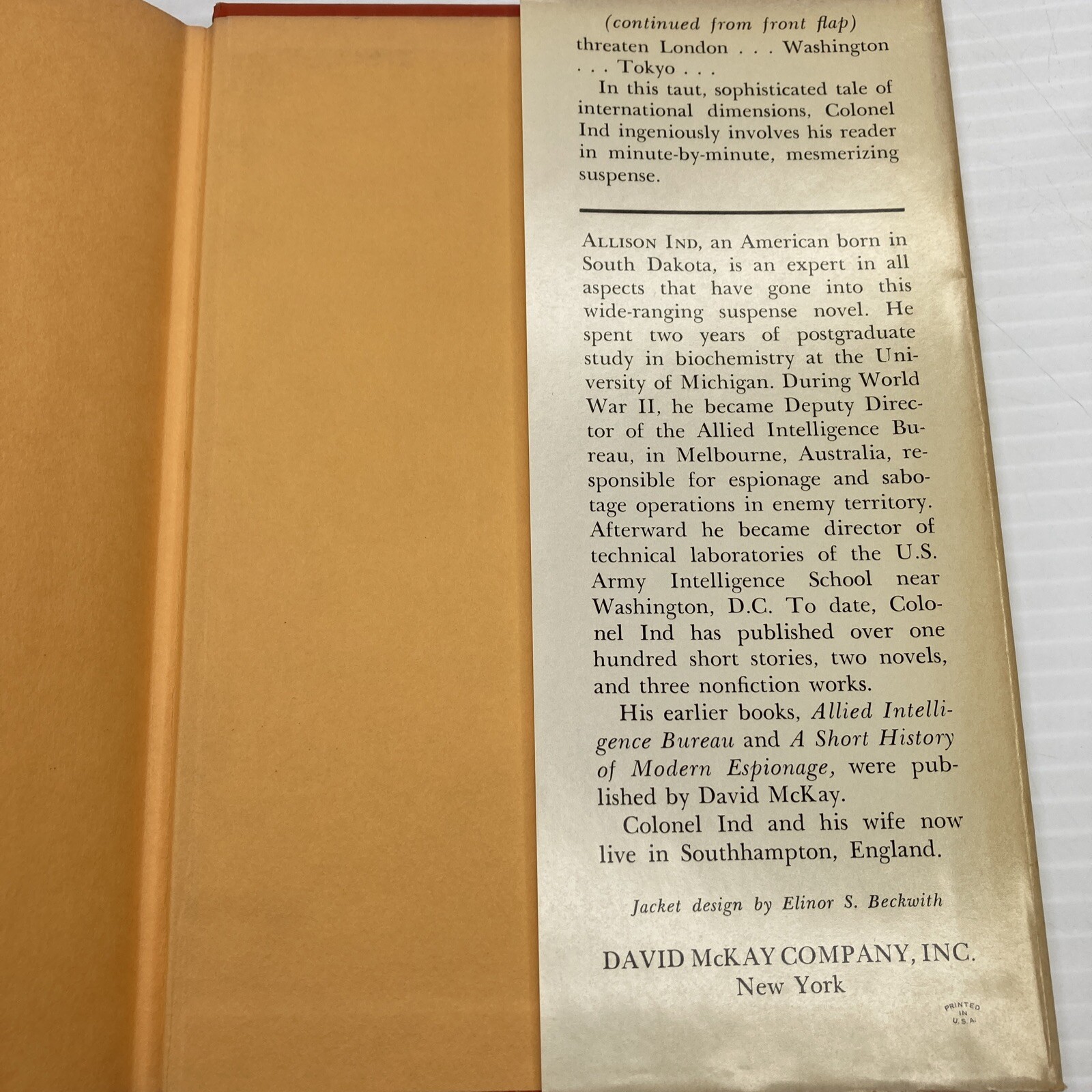 Cold War Era Novel Chinese Intrigue The Sino-Variant Colonel Allison Ind 1969 HC