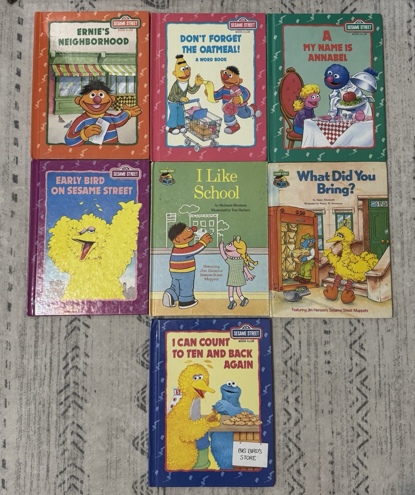 Sesame Street Book Club Lot of 7 Hardcover Books Vintage 1980 1992 1993