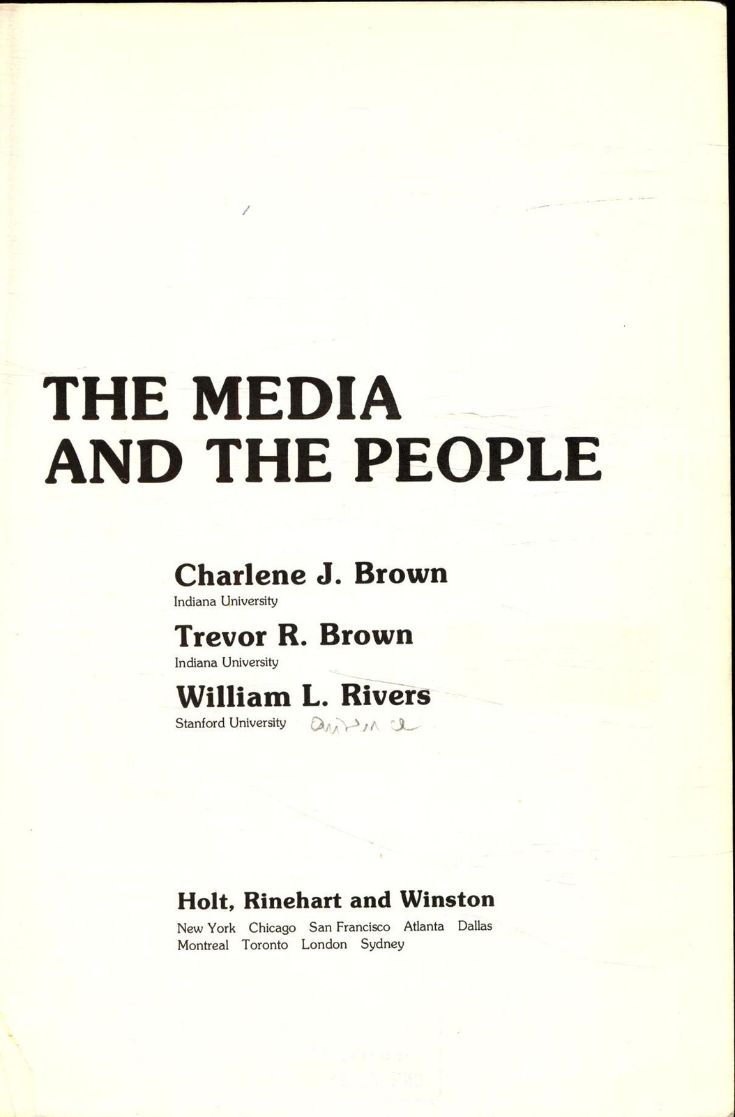 The Media and the People Brown, Charlene J. und Trevor R. Brown: