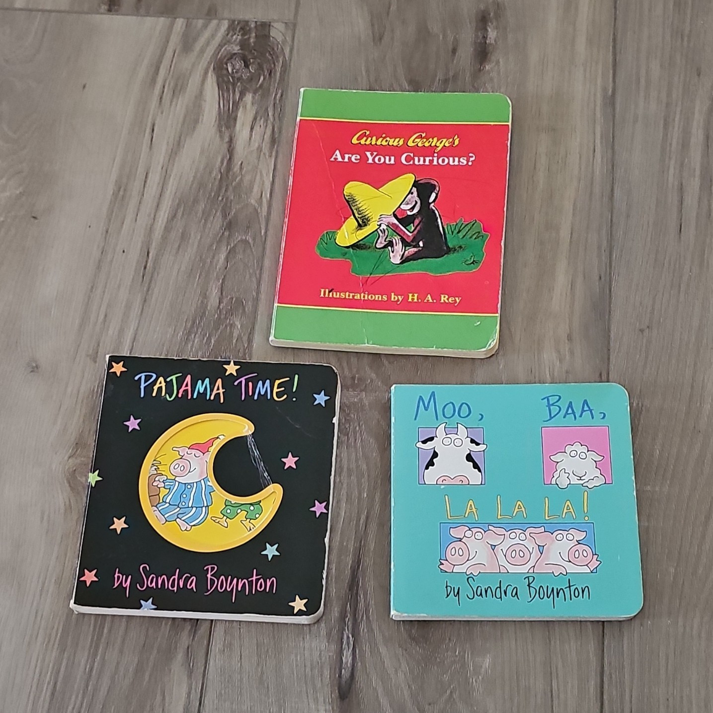 Curious George & Boynton Lot of 3 Illustrated Children’s Board Books Ages 2-8