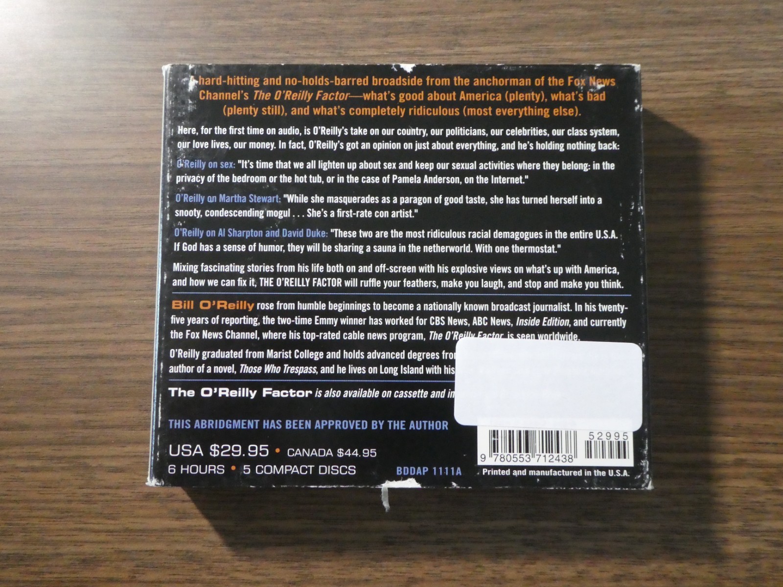 The Oreilly Factor The Good the Bad & the Completely Ridiculous Audiobook 5 Disc