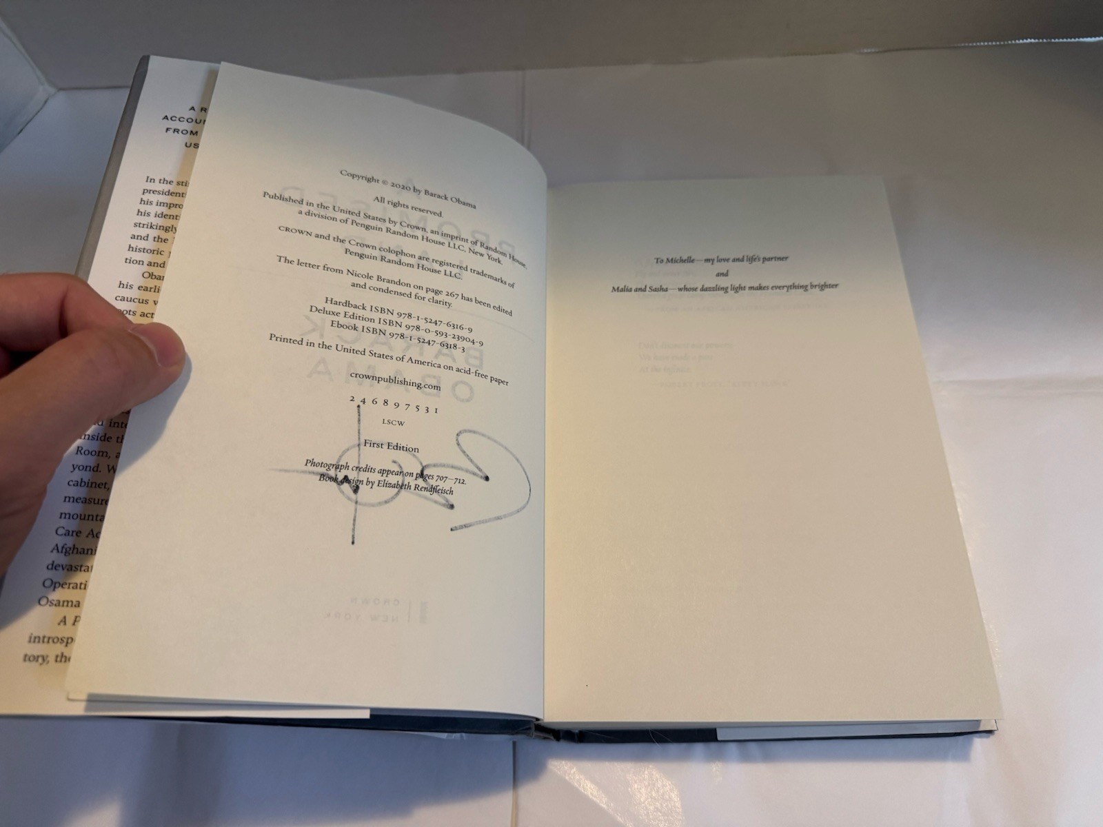 SIGNED/FIRST EDITION Barack Obama ‘A Promised Land‘ Hardcover HCDJ EXCELLENT