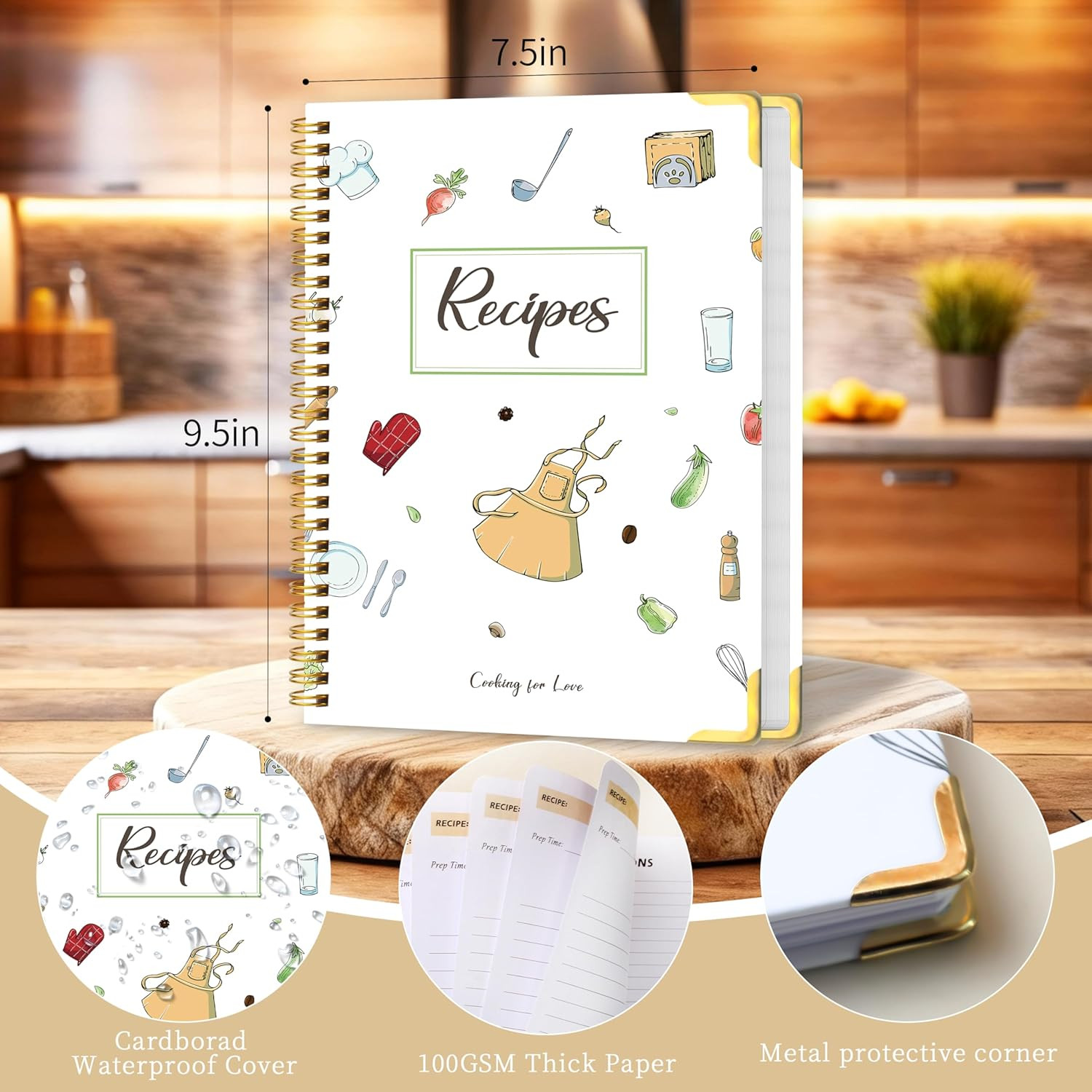 Recipe Book to Write in Your Own Recipes, Blank Cookbook with 175 Pages for Fami