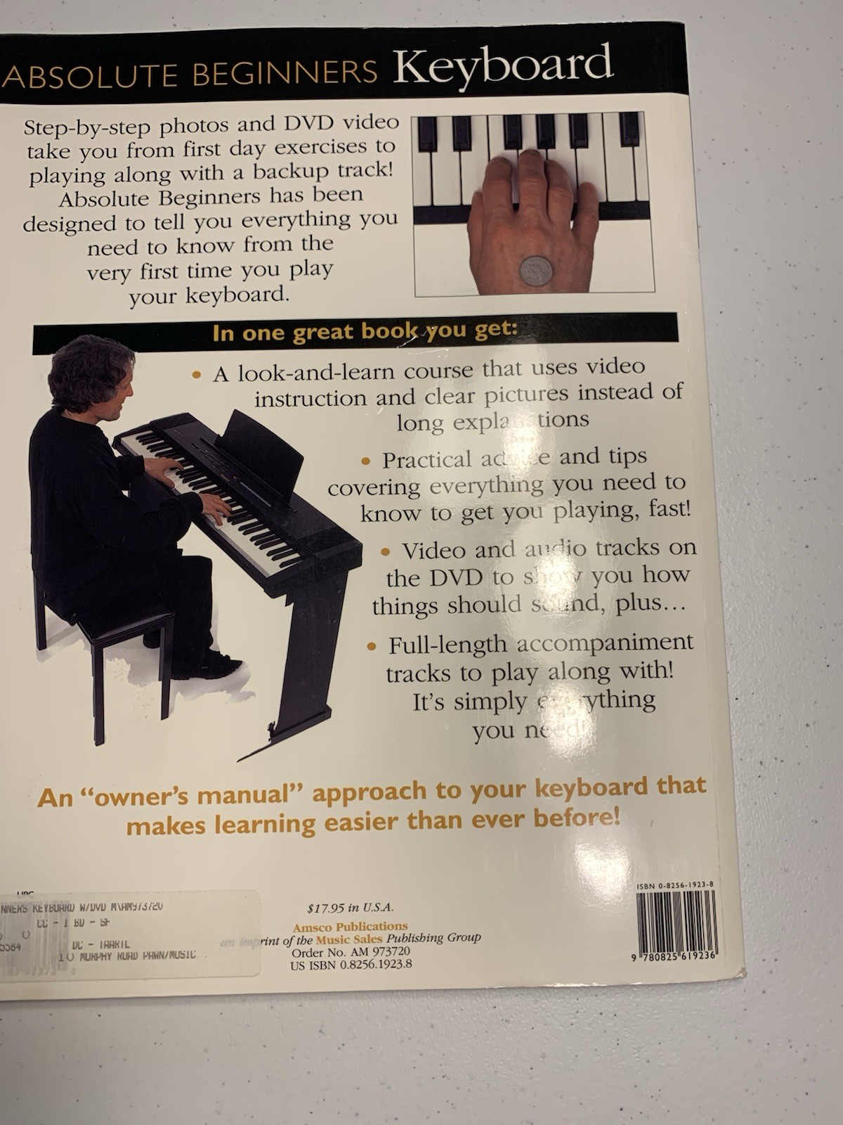 Absolute Beginners Keyboard Book w/ SEALED DVD 2002 Amsco