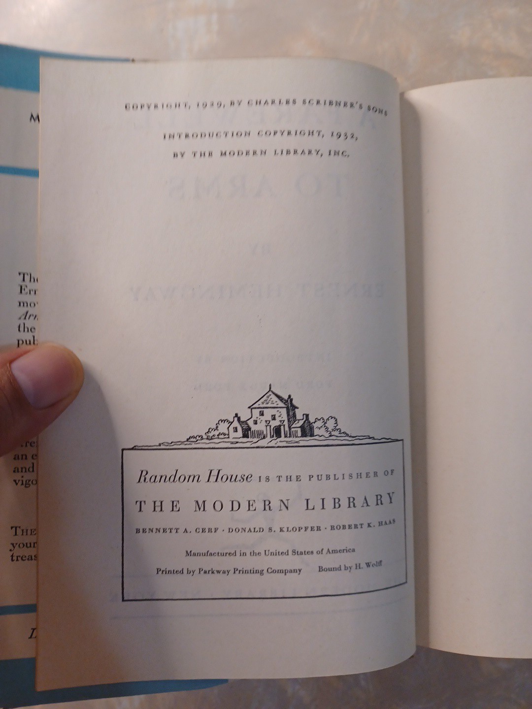 A Farewell to Arms – Ernest Hemingway Modern Library 1932 HCDJ