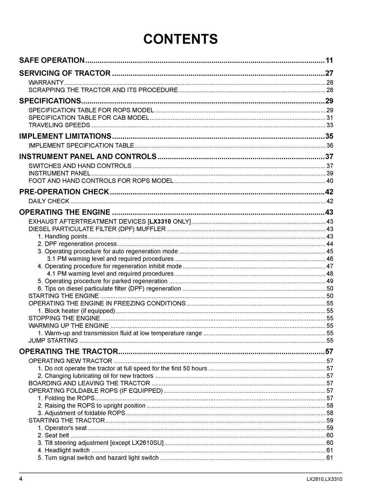 KUBOTA LX2610 LX2610SU LX3310 OPERATORS MANUAL – LOOP BIND – PROTECTIVE COVERS