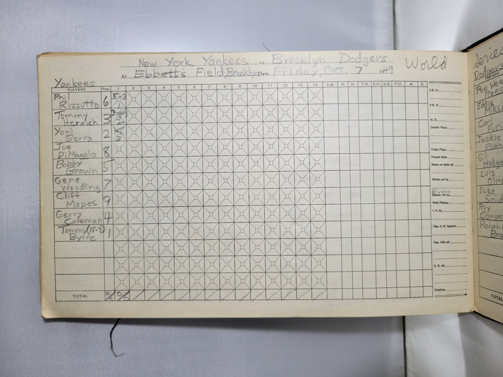 Wilson Baseball Score Book w/ 73 Scored Games 1935-49 World Series DiMaggio