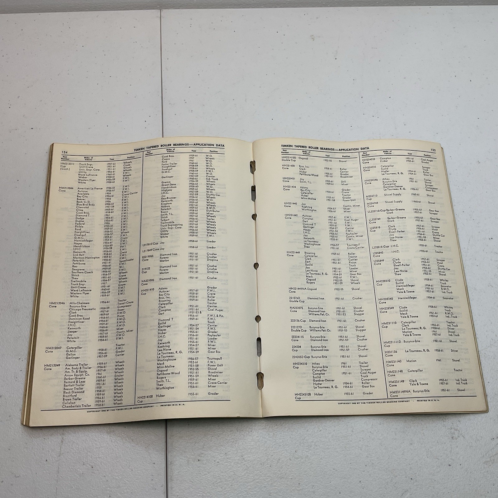 1951-61 Timken Bearing Numerical Listing Of Comes And Cups catalog 361