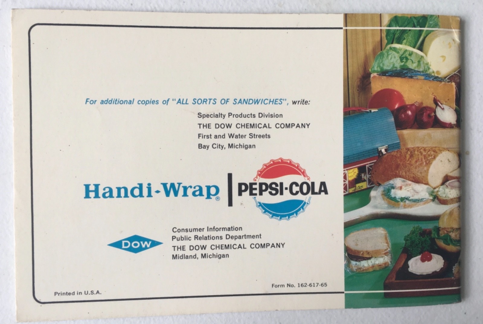Vintage SANDWICH BOOK, BOOKLET 48 pages. Mid Century Drawings PEPSI, HANDWRAP