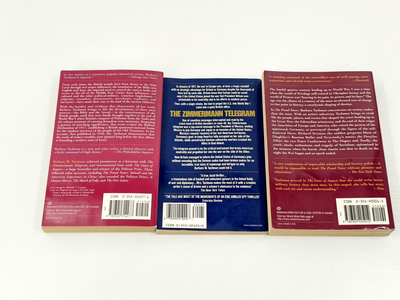 Barbara W. Tuchman Bible & Sword Zimmermann Proud Tower 3 Paperback Lot USA