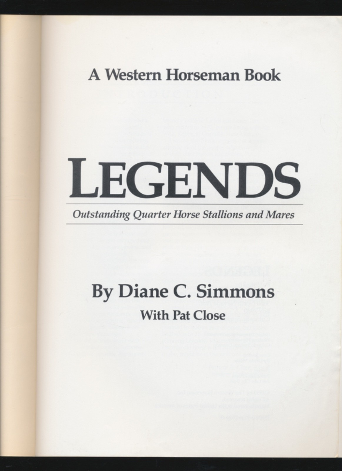 LEGENDS Western Horseman Book AQHA Quarter Horse Racing History Volumes 1&2