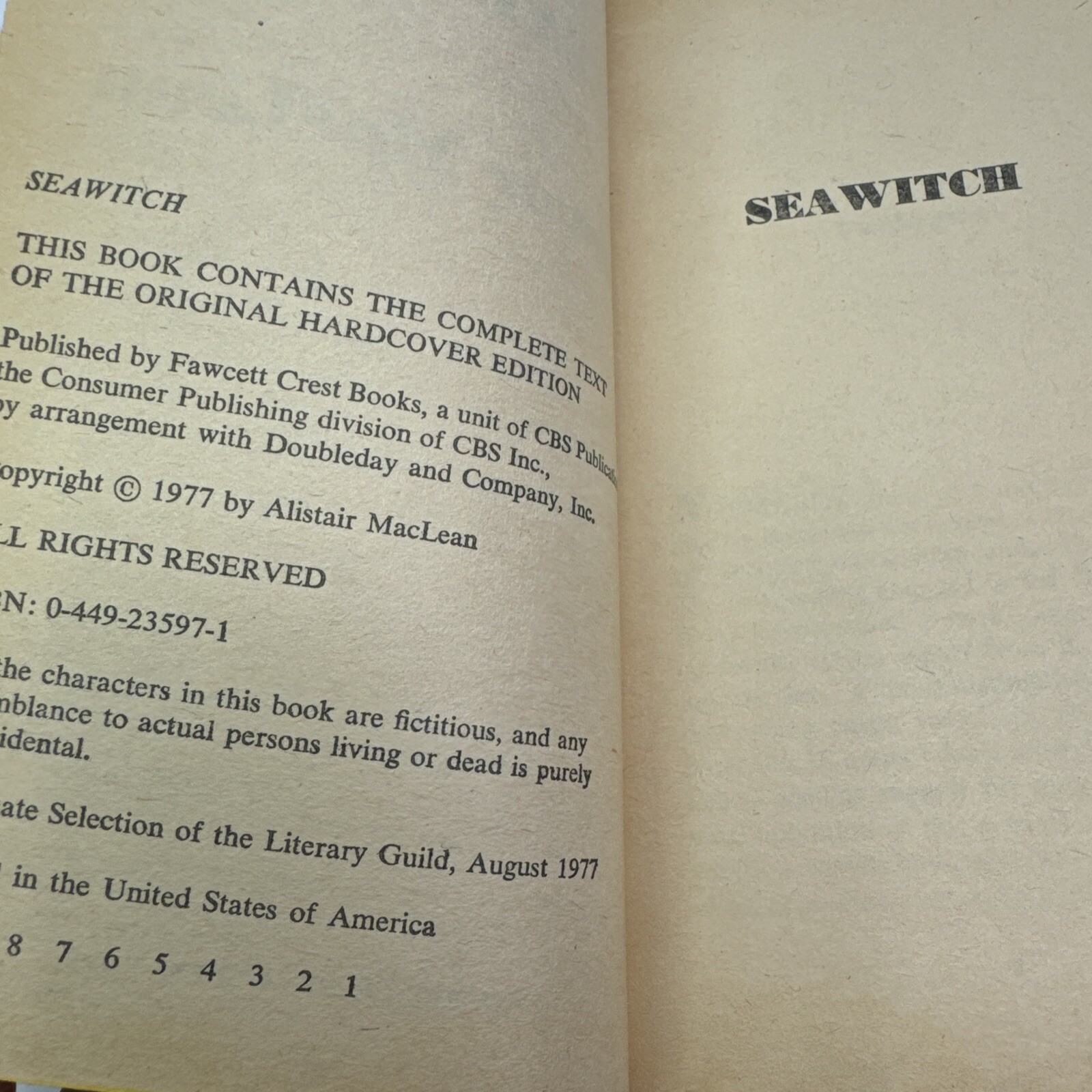 Alistair MacLean Seawitch & Floodgate Paperback Fawcett Crest 1985 & 1977