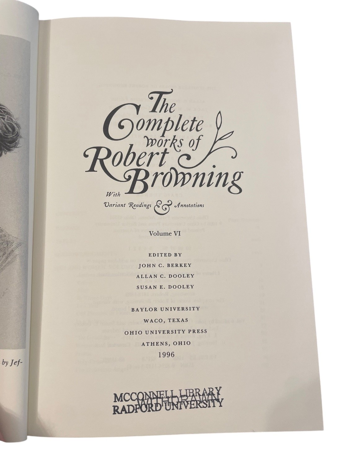 The Complete Works of Robert Browning Vol VI 1996 Baylor Ohio Univ