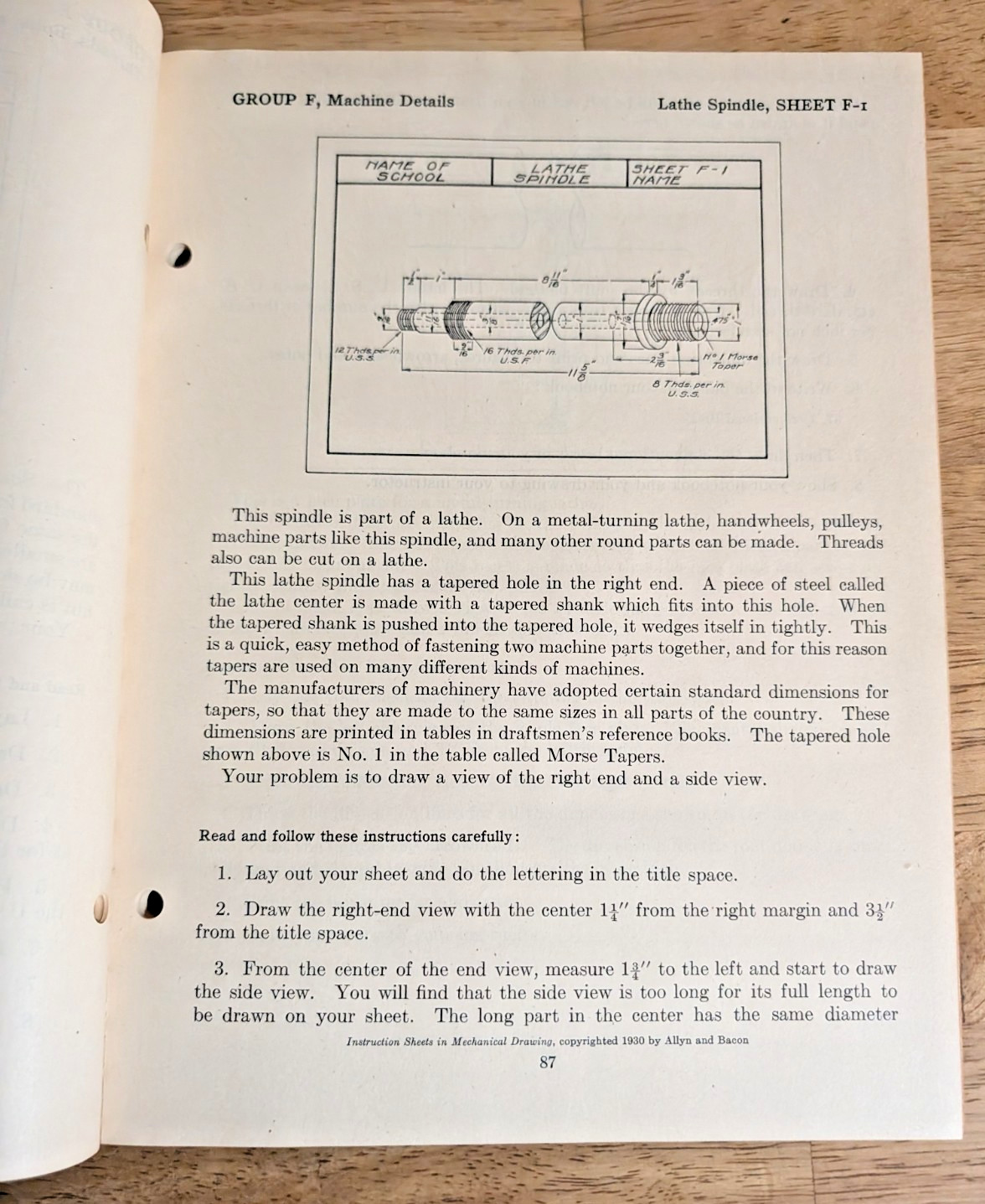 Instruction Sheets in Mechanical Drawing – Allyn & Bacon 1947 Drafting Manual
