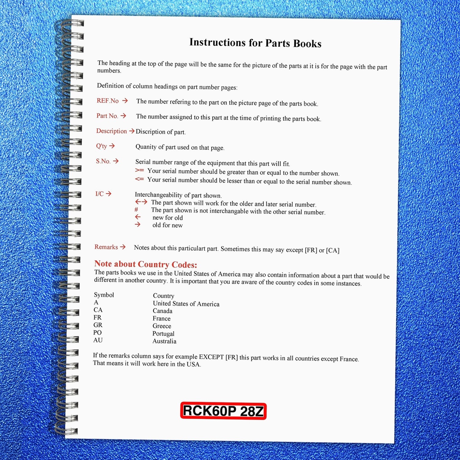 KUBOTA RCK60P-28Z Pro Parts Manual – HD WIRE BOUND – ROBUST COVERS