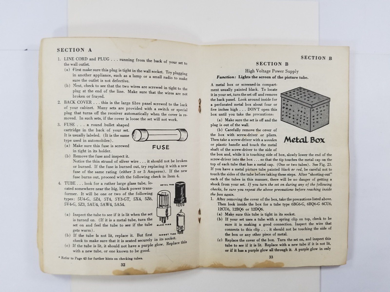 1950’S GENERAL TELEVISION MANUAL (MISSING COVER)