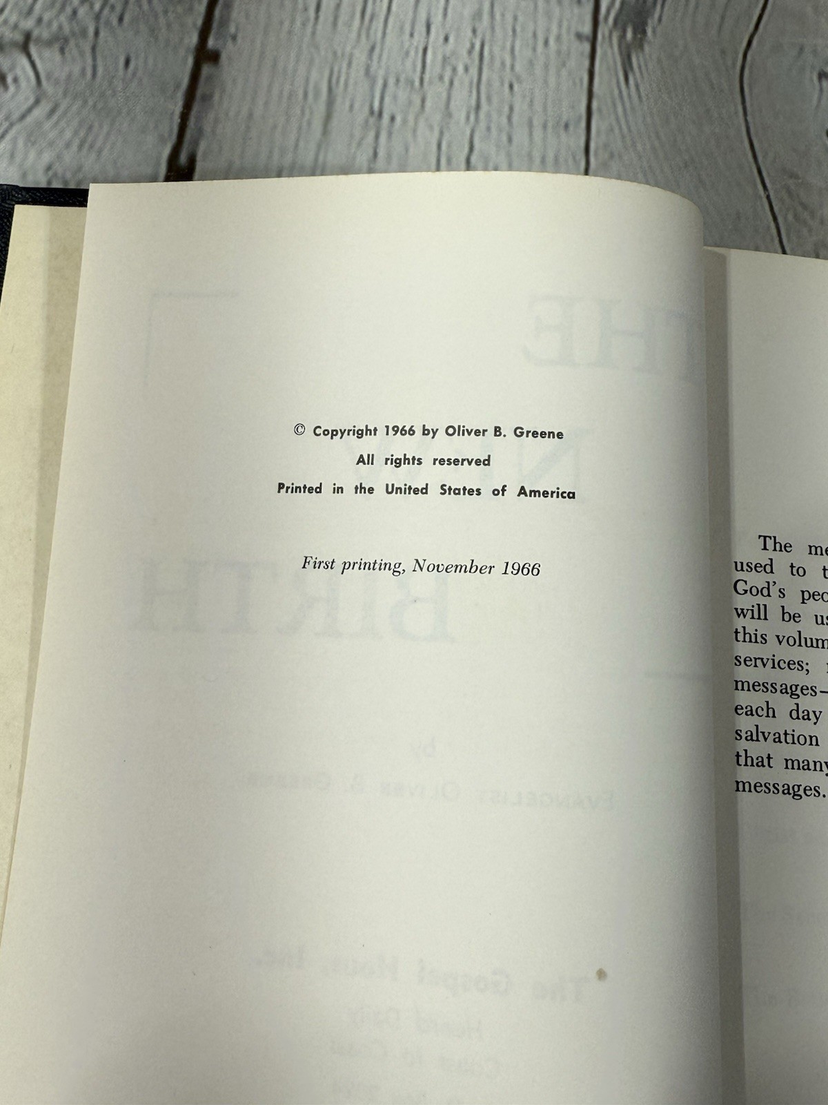 The New Birth by Oliver B. Greene Hardcover DJ 1966 First Printing Gospel Hour