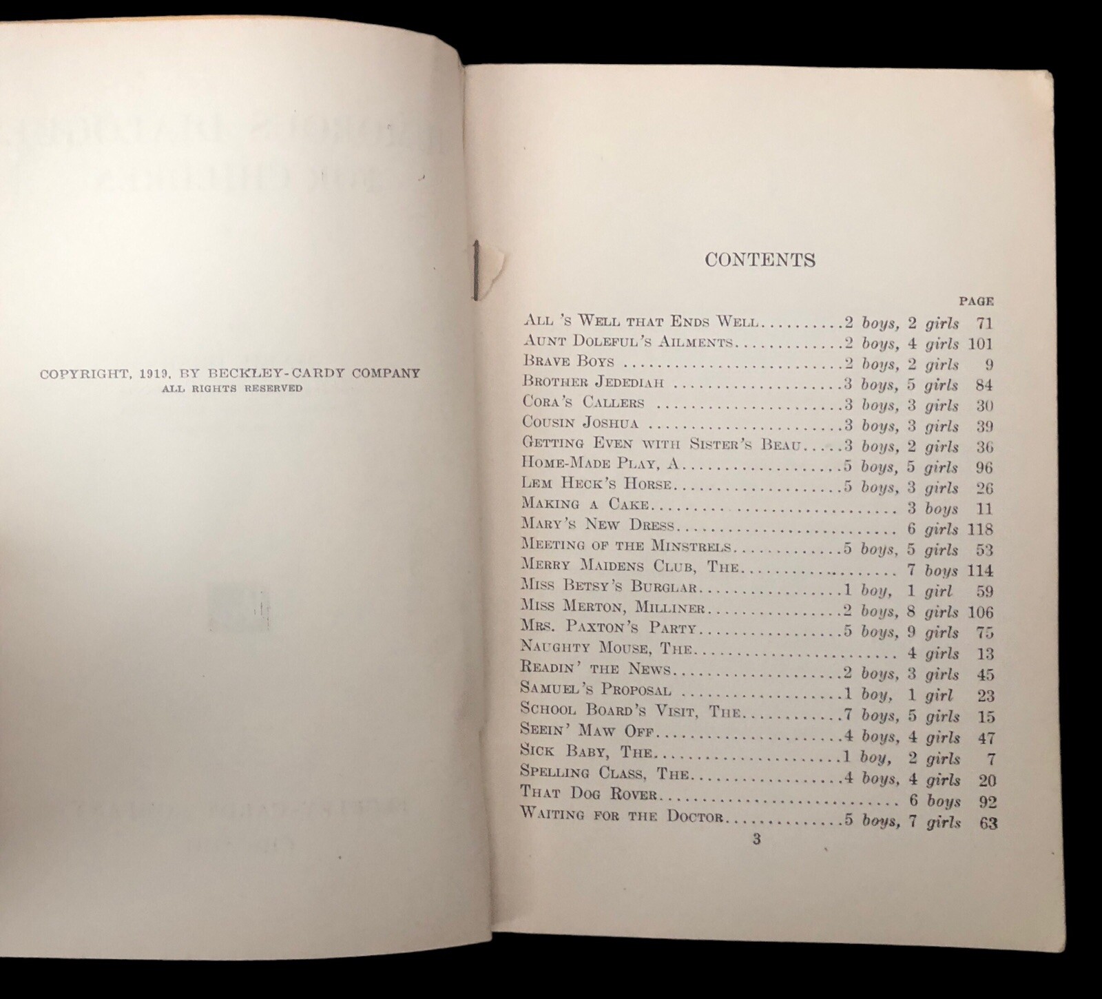 Humorous Dialogues for Children by Marie Irish 1919 Beckley-Cardy Company PB