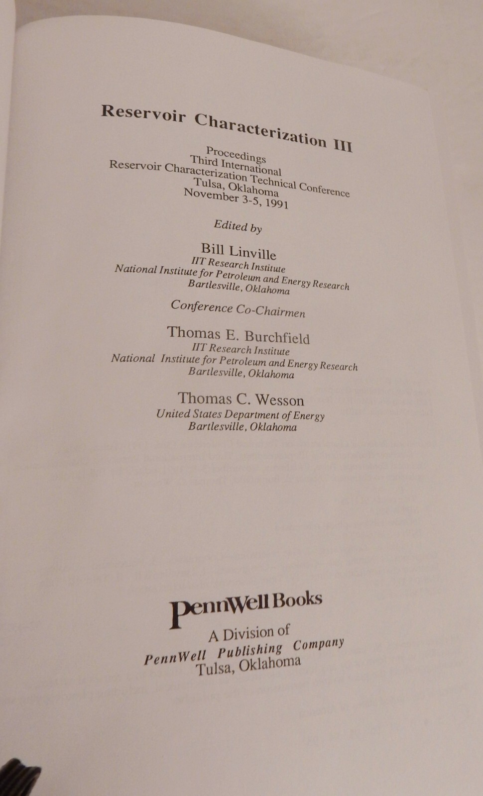 RESERVOIR CHARACTERIZATION III; Linville-Editor; 1993 1st; (petroleum, oil, gas)