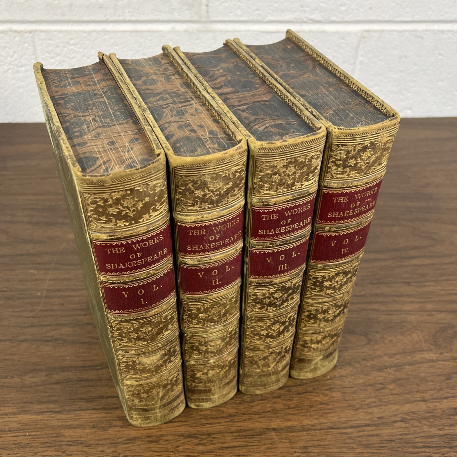 The Works Of William Shakespeare Four Volume Set 1866, D. Appleton & Co. Marbled
