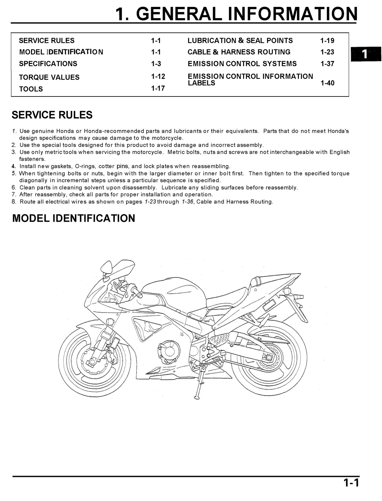 HONDA CBR954RR Service Manual 2002 – BOUND – COVERS – XL FOLDOUT PAGES