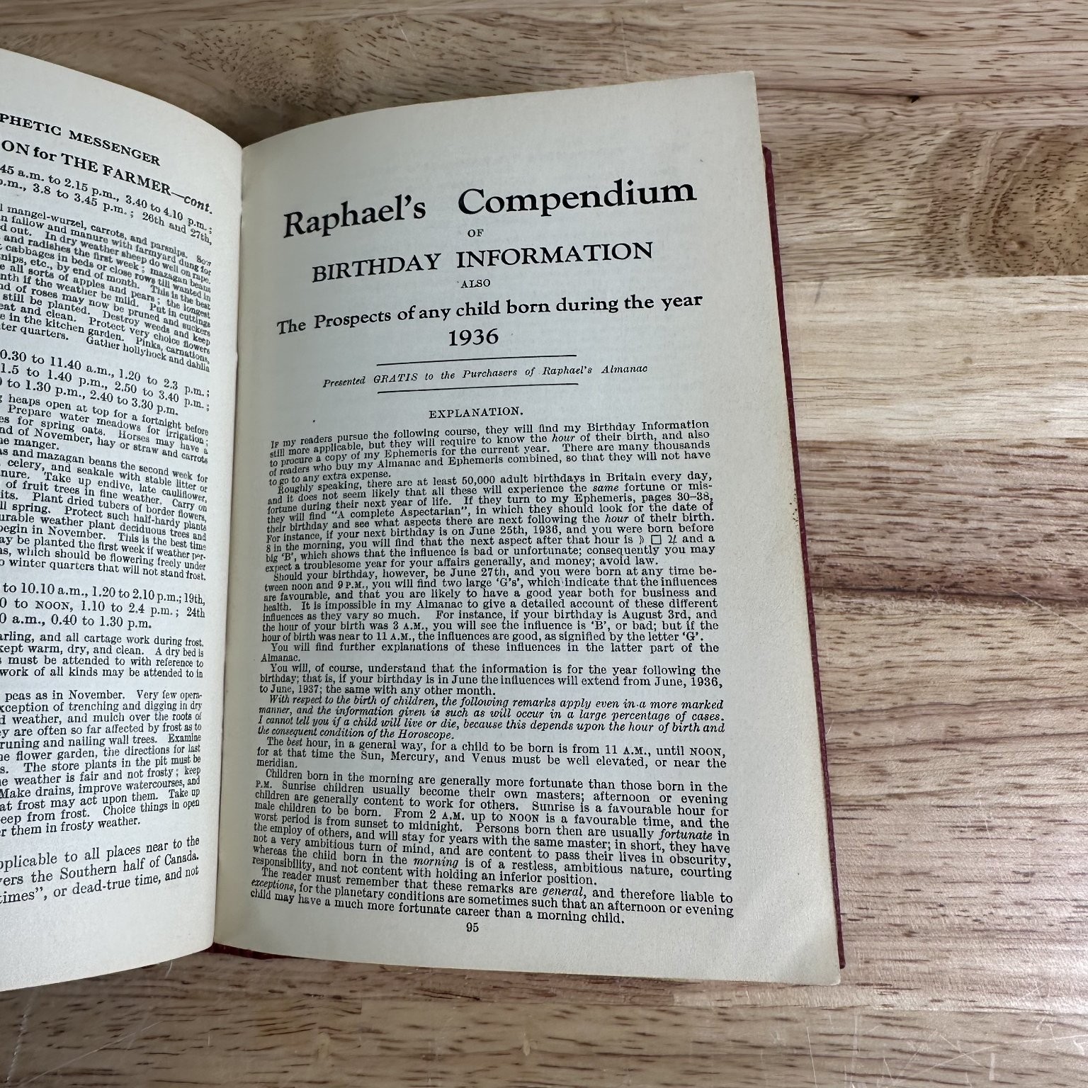 Raphael’s Almanac Prophetic Messenger 1936 116th Ed Astrology W. Foulsham