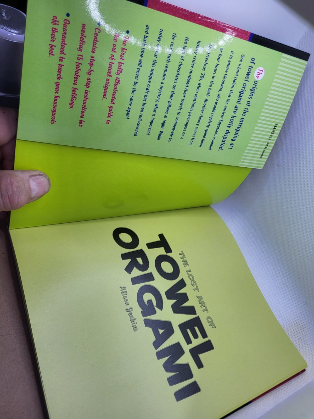 Towel Oragami, The Lost Art Of, Alison Jenkins, Like New Condition