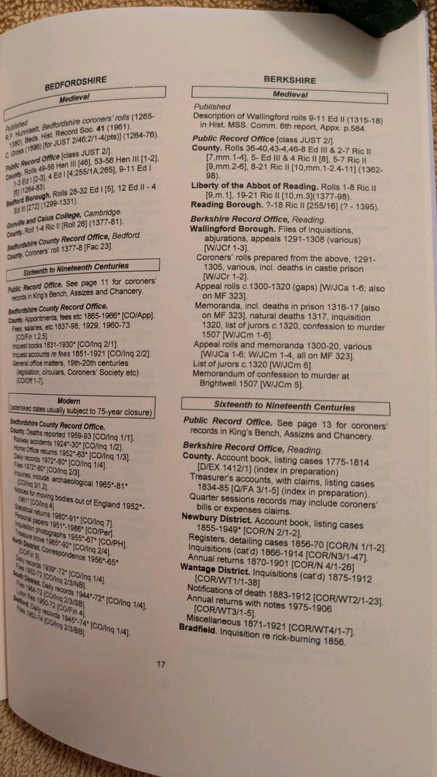 CORONERS‘ RECORDS IN ENGLAND & WALES, 2nd Edition, PB, 1998, Genealogy, 48 Pages