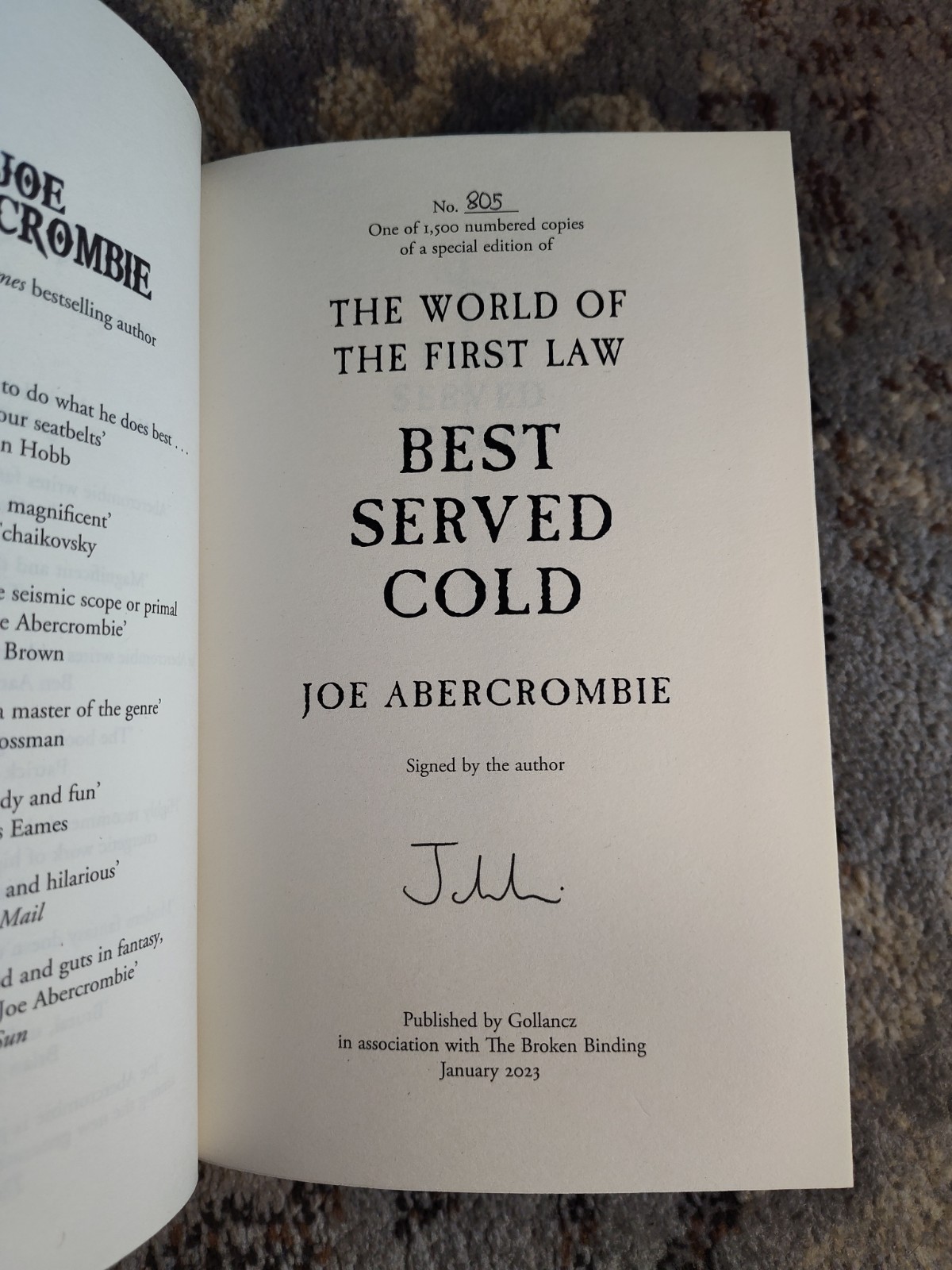 SIGNED The Great Leveler Trilogy by Joe Abercrombie – Broken Binding Special