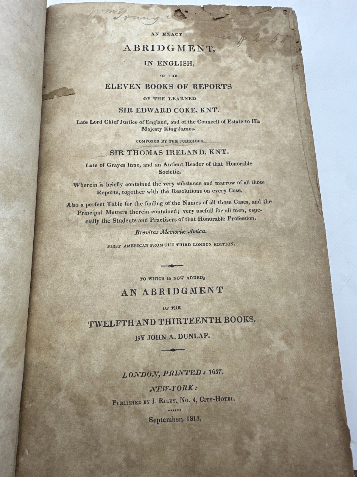 Exact Abridgement Eleven Books Reports Learned Coke Law England (33-10)