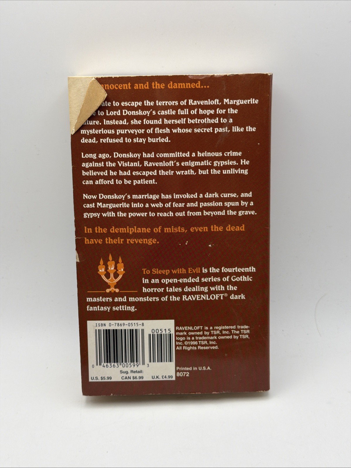 Ravenloft: To Sleep with Evil, First Edition Horror Fantasy, D&D – Damaged