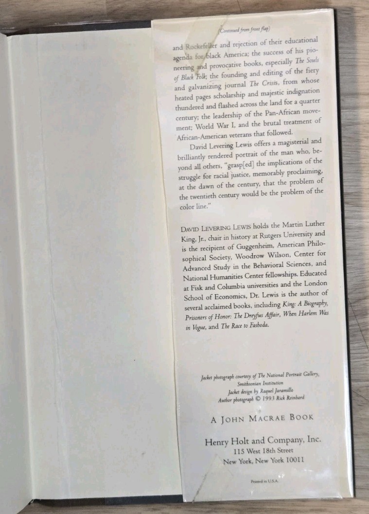 W.E.B. Du Bois Biography of a Race 1868-1919 Hardcover David Levering Lewis 1st