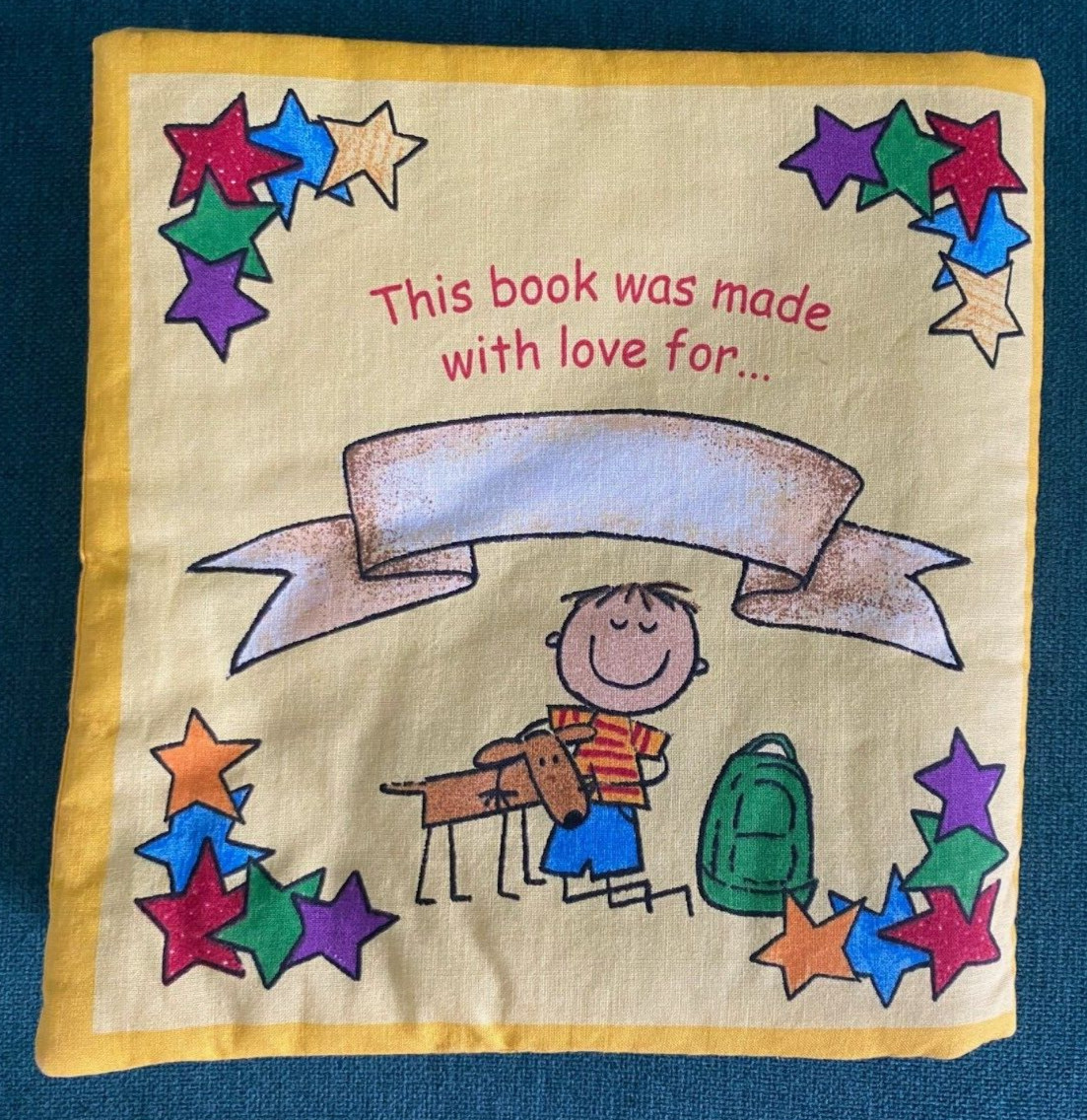 NEW Handmade Sewn Cranston SCHOOL DAYS Cloth Book 2004, 12 pages, 9″ Square