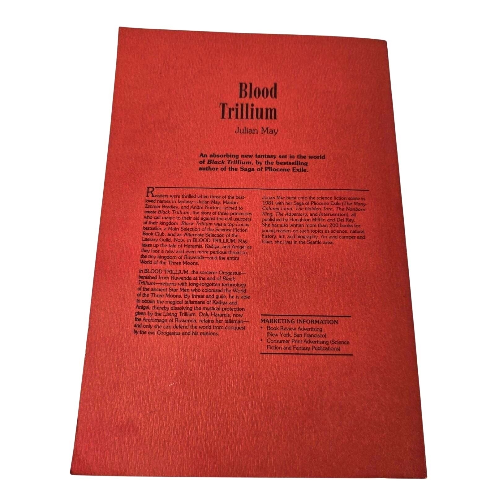 Julian May Blood Trillium Uncorrected Proof, 1992, SIGNED Bantam Books