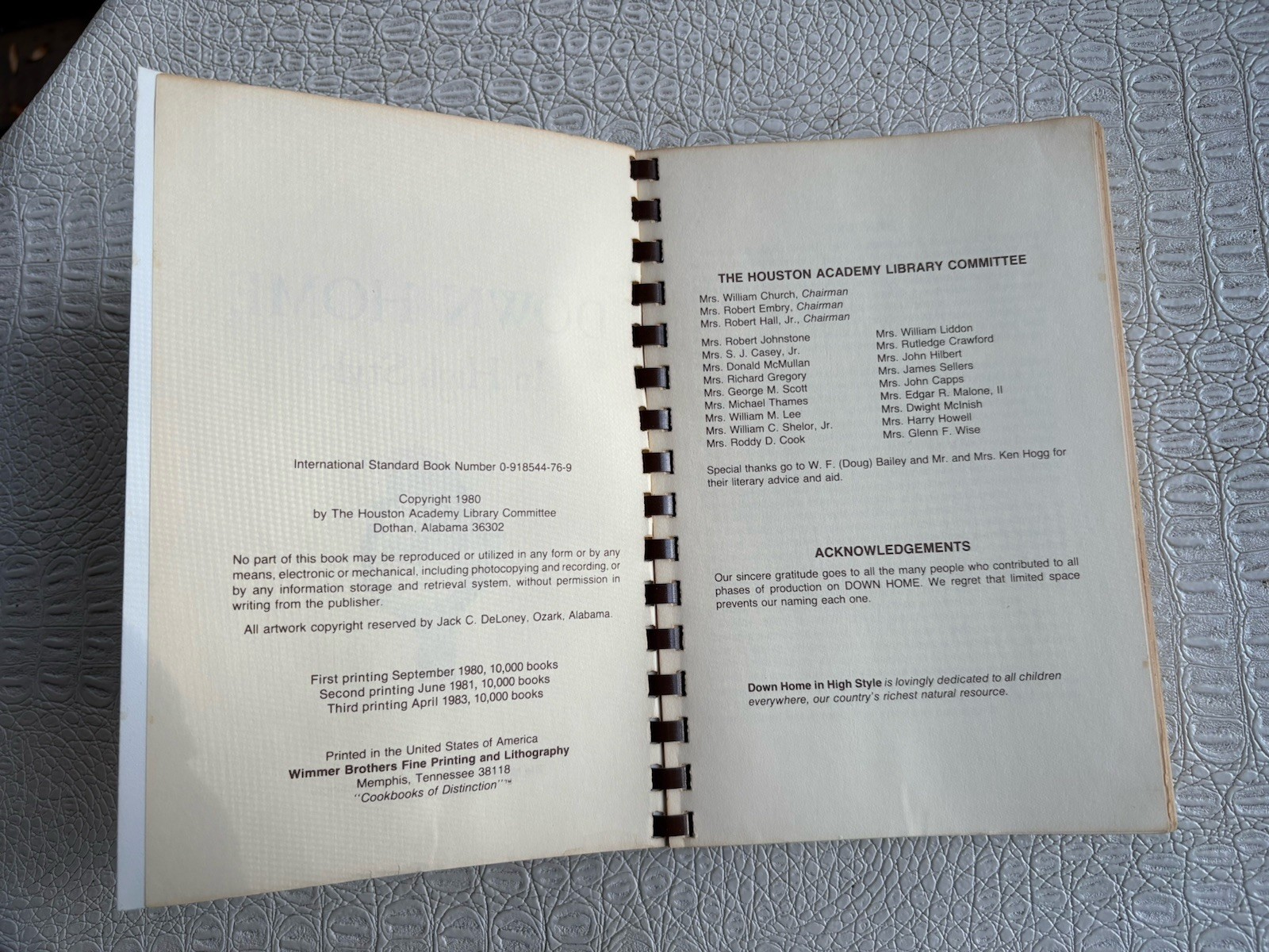 VTG Cookbook DOWN HOME IN HIGH STYLE 3rd Printing 1983 Dothan Alabama 396 Pages