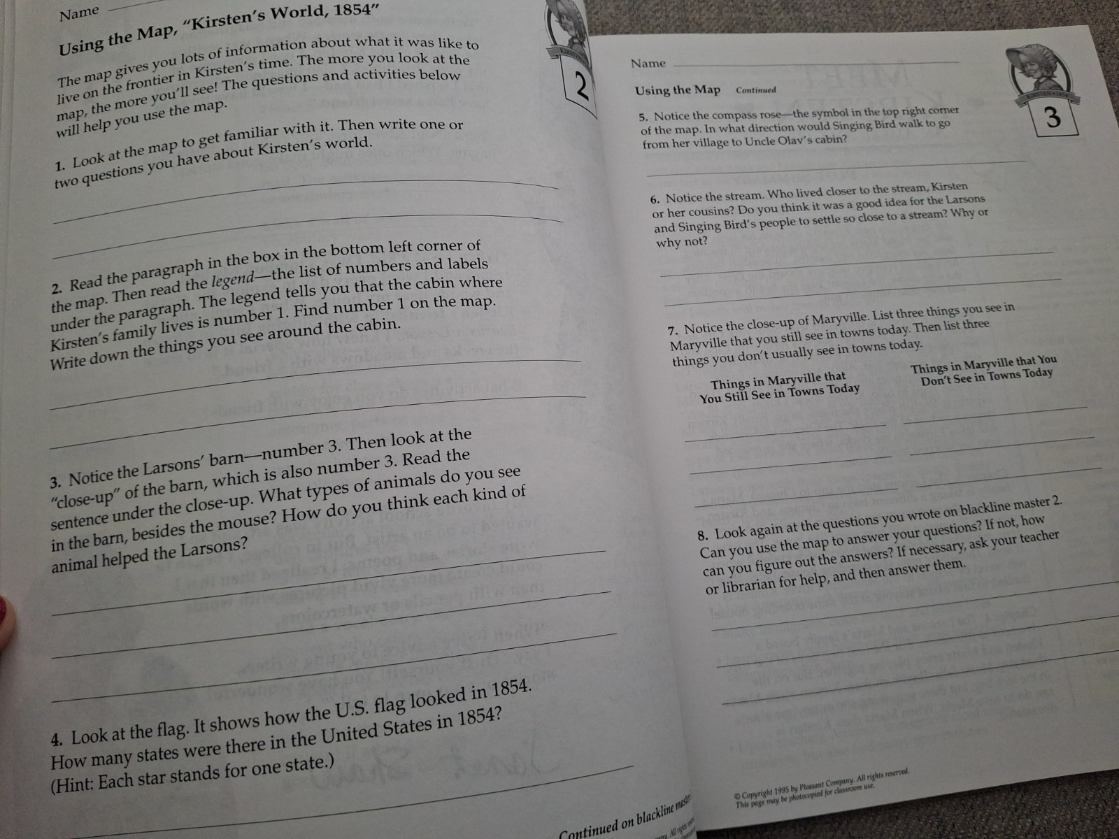 American Girls Collection Kirsten Teacher’s Guide w/ Map -1 Page Has Writing