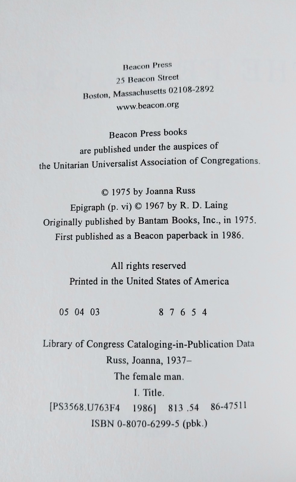 Joanna Russ – The Female Man – Beacon Press 4th Printing